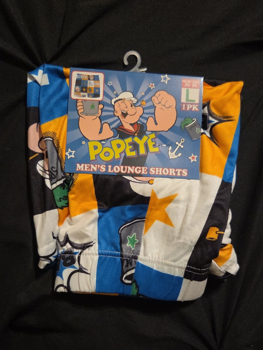 Popeye Men's Lounge Shorts - Blue, Yellow & White Comic Print